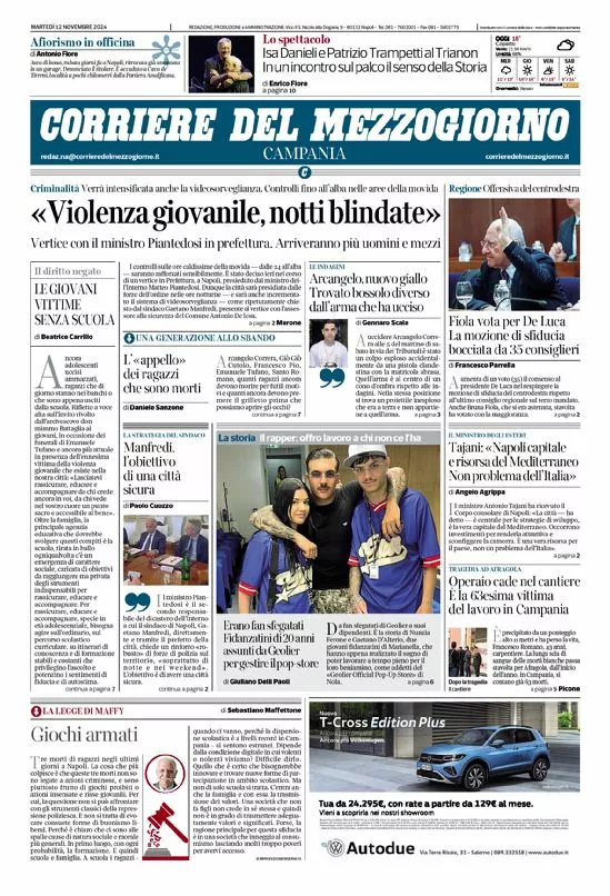 Prima-pagina-corriere del mezzogiorno-del-2024-11-12